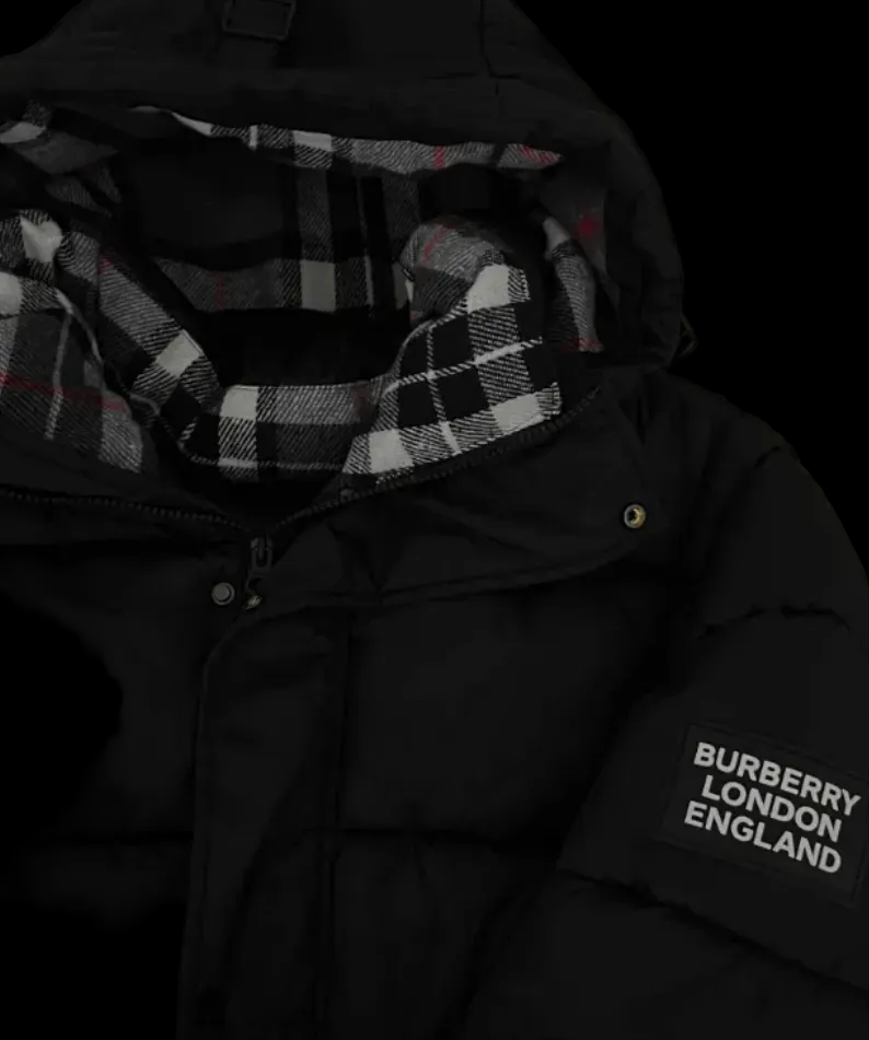 Burberry-Style Puffer Jacket (Black)